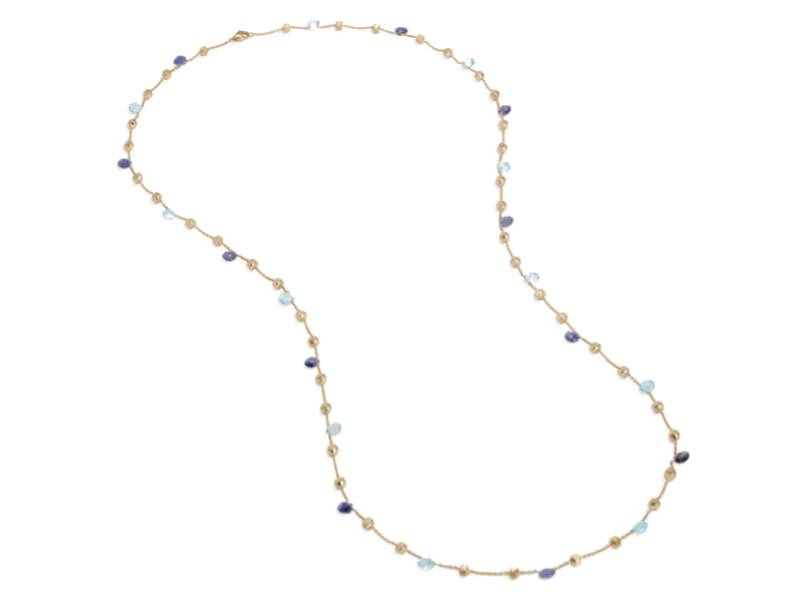 LONG YELLOW GOLD NECKLACE BLUE TOPAZES AND IOLITES - MARCO BICEGO - PARADISE CB1199-MIX240